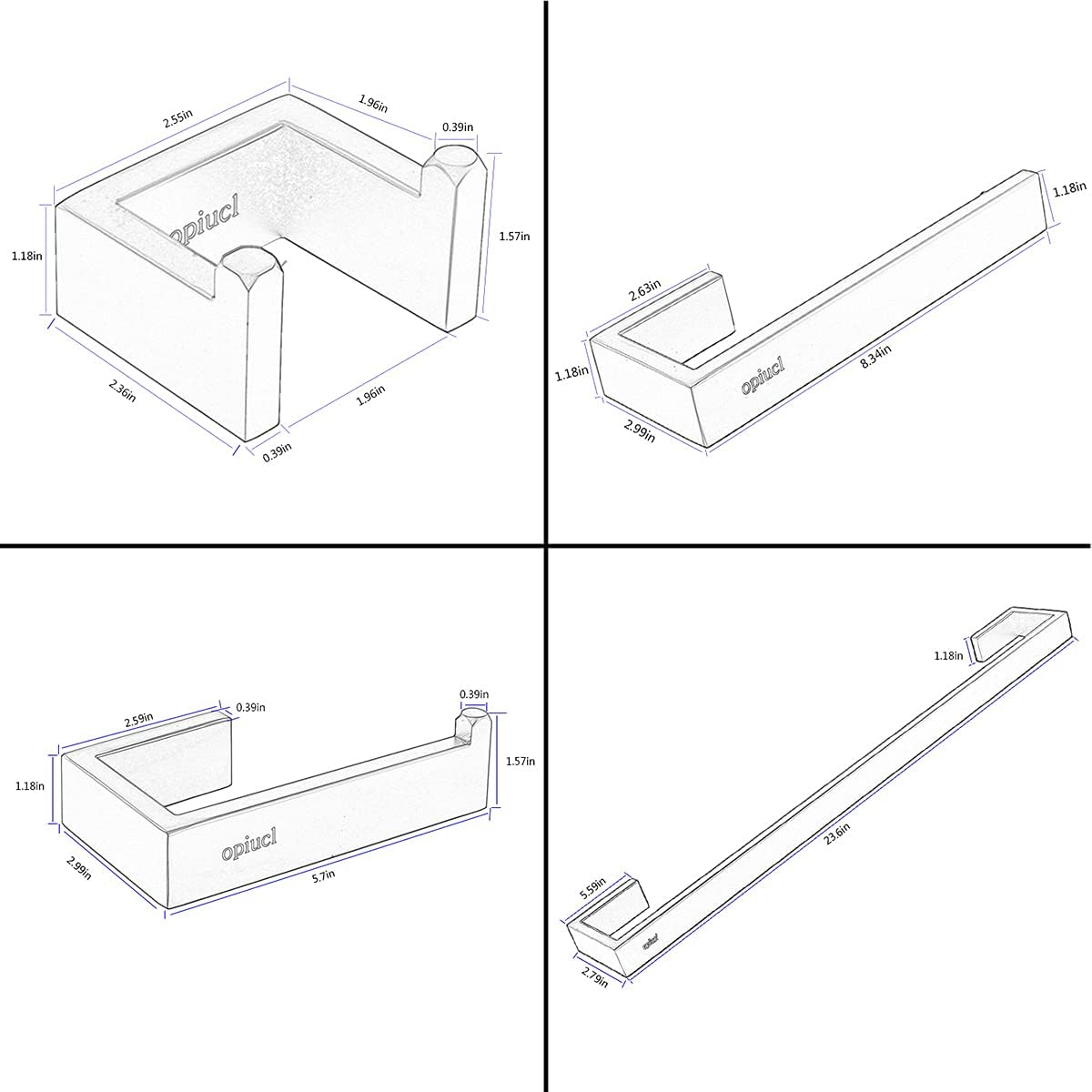 Lоwеѕt Prісе Opiucl Bathroom Hardware Set - 4 Pieces Matte Black Stainless Steel Bathroom Towel Rack Accessories Kits Include Hand Towel Bar, Towel Holder, Robe Towel Hook, Toilet Paper Holder, Wall Mounted