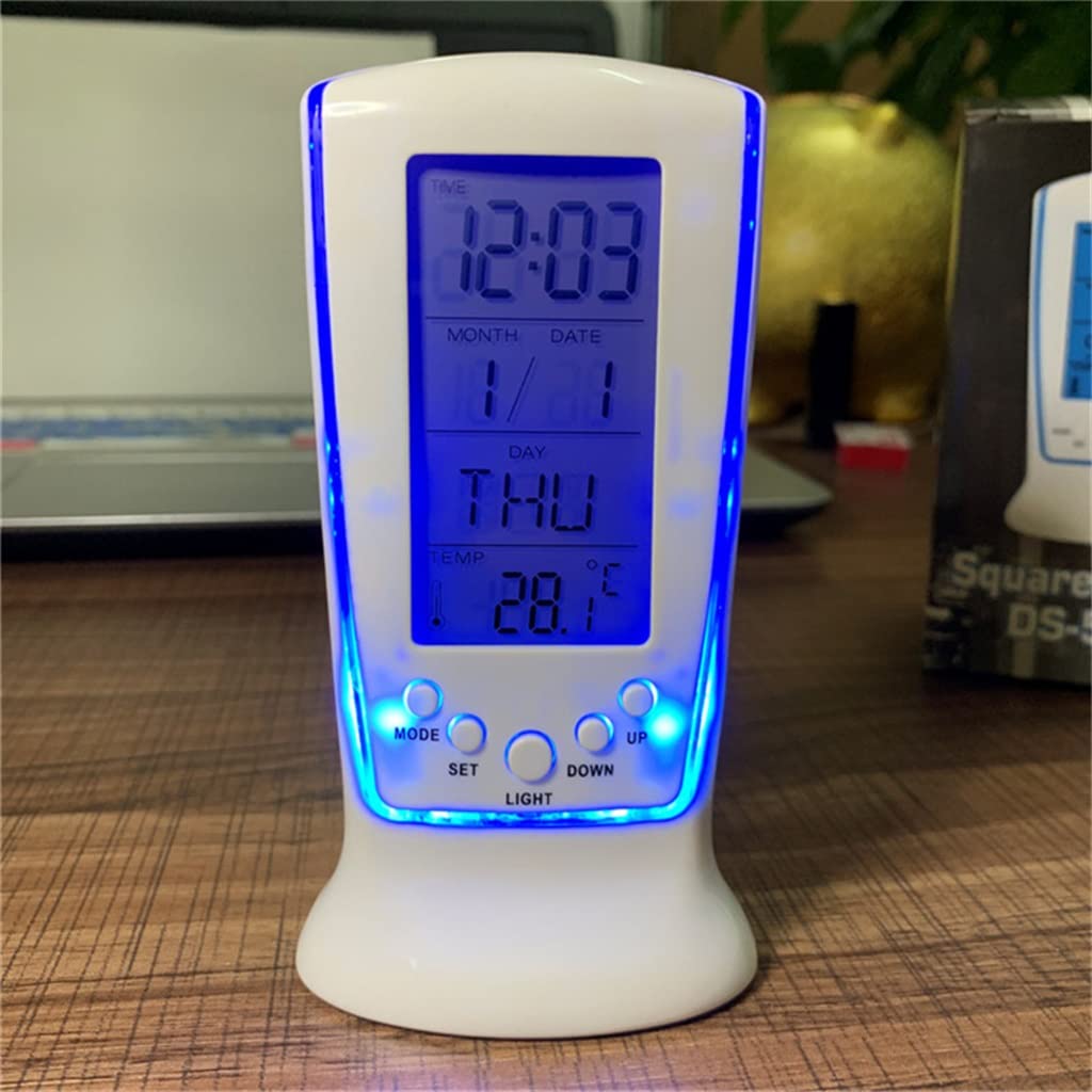 PORTATO Termometro digitale del termometro calendario della retroilluminazione blu Orologio Snooze Desk Clock Night Light with Music