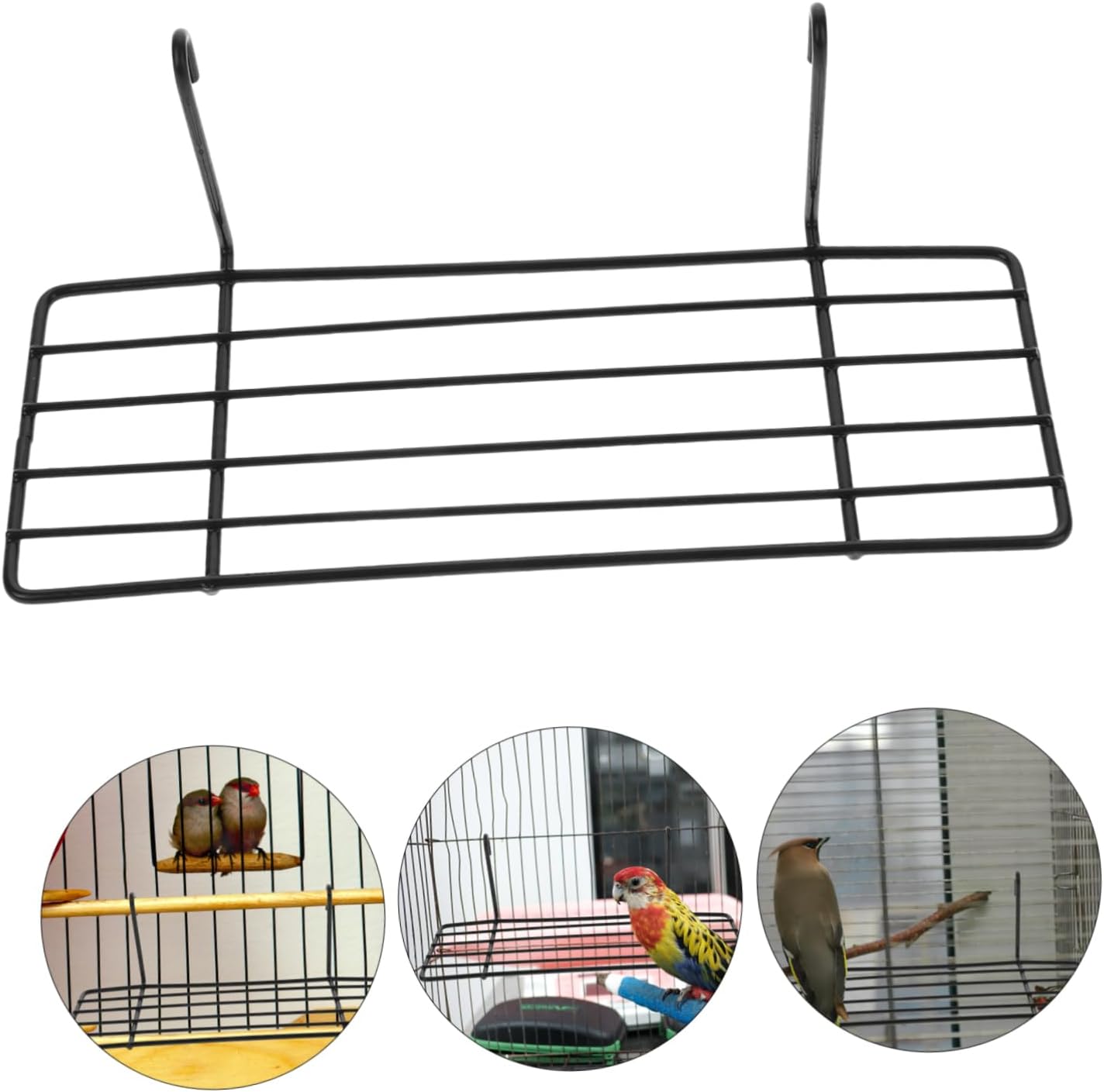 VANZACK 3pcs Iron Frame Shelf for Birds Sturdy Hanging Wall Decoration for Parrots Cockatiels Lovebirds Easy Installation -Bearing Design Black