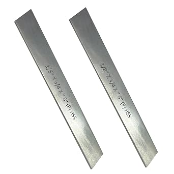 MachEl Set of 2 High-Speed Steel HSS Trapezoid Blades 1/8" x 3/4" Wide x 6" Long for Lathe Parting Cut-off Tools - Hardened, Ground, and Durable