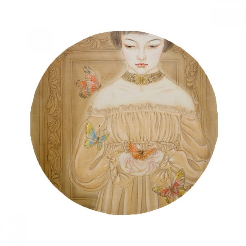 Tapis de salon rond 60cm peinture chinoise pour créer un coin détente antidérapant