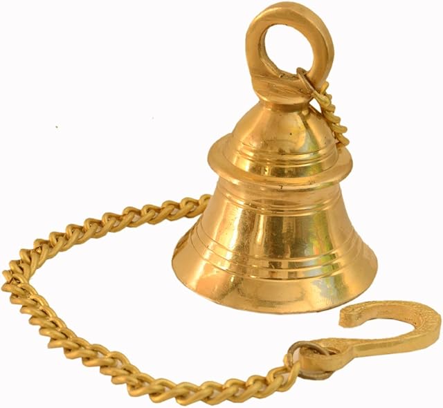 Purpledip Small Hanging Bell: Solid Brass Bell With Deep Sound (11005)