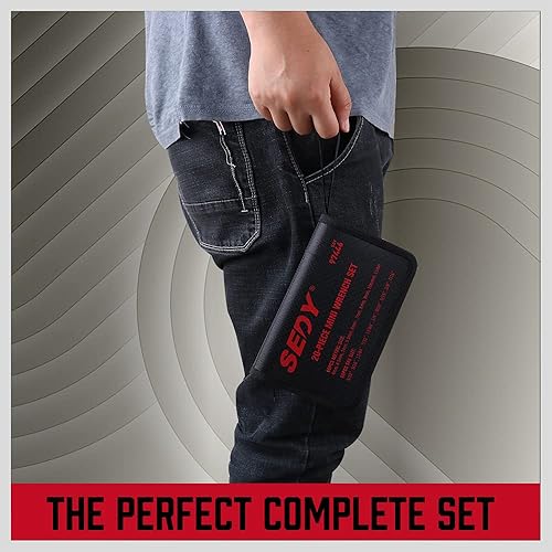 Miniatura 7 de Juego de llaves Midget de alta calidad, juego de 22 llaves combinadas, juego de llaves de encendido métricas y SAE de 0.157-0.394 in y bolsa de