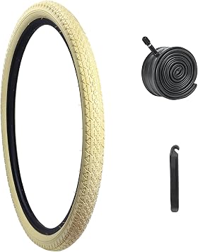 24x2.125 Bike Tire, HUIOK 24 Inch Folding Beach Cruiser Bike Tires Replacement with Tubes and Levers