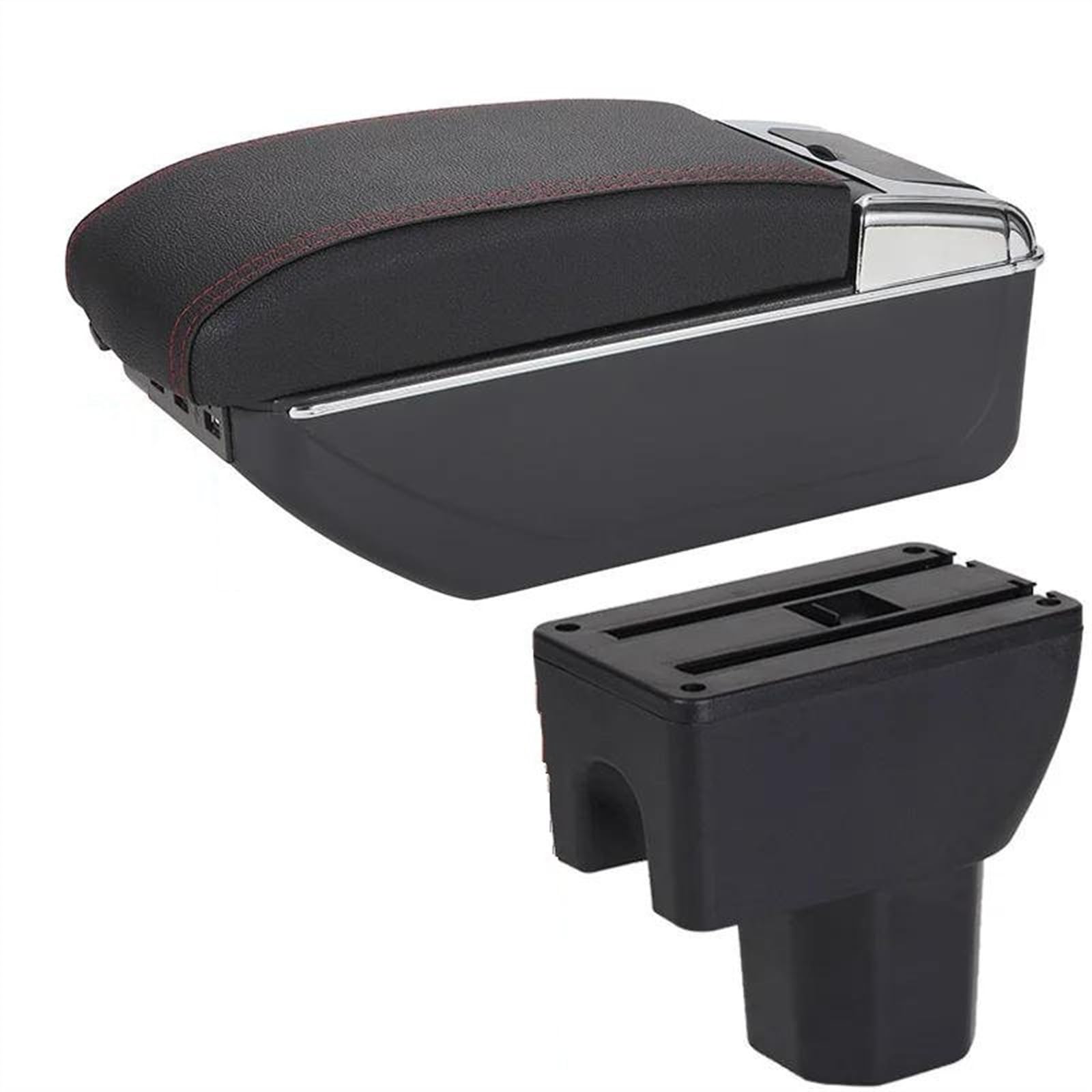 NOHEEU Car Center Console Storage Box Multifunctional Armrest Interior Accessories For IGNIS(B1 Black red 3USB)