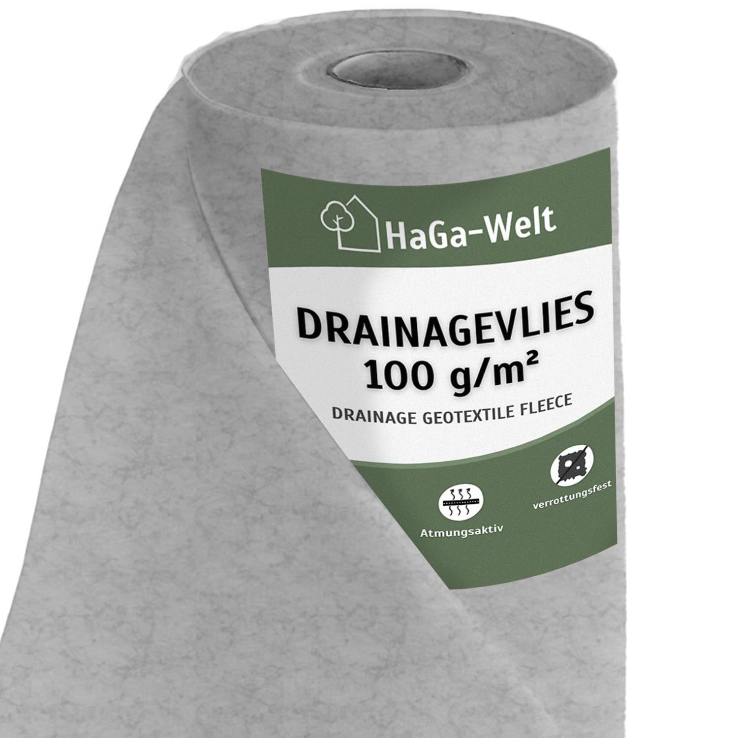 HaGa® Tela de drenaje de 100 g/m² en 100 m x 1,5 m de ancho para jardinería y paisajismo, multifuncional, permeable al agua, resistente a las malas hierbas, protección UV, color gris