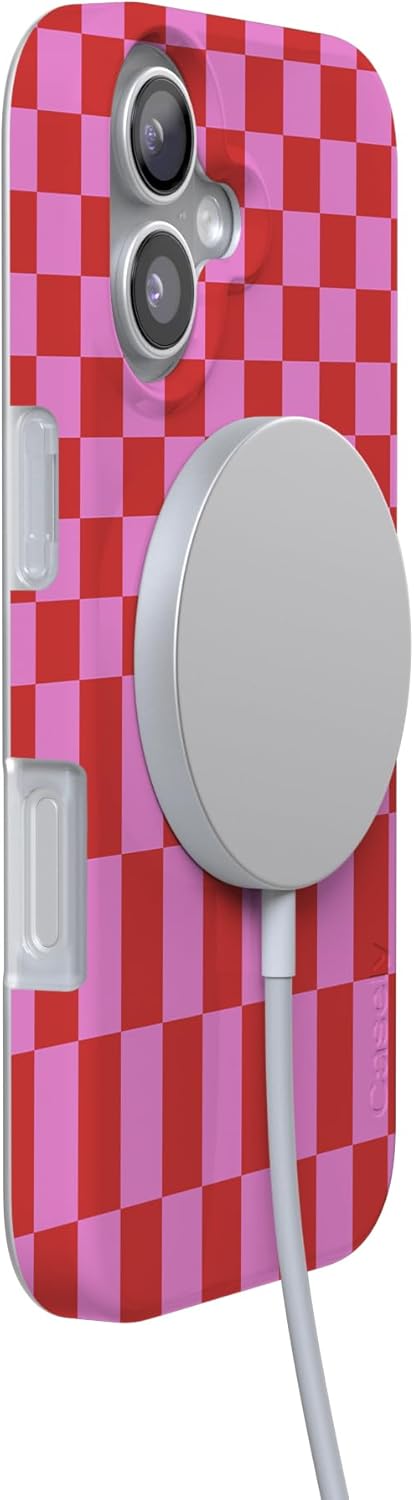 Casely iPhone 17 Case | Vibe Check | Pink Checkerboard | Compatible with MagSafe | Classic Ultra Slim Design
