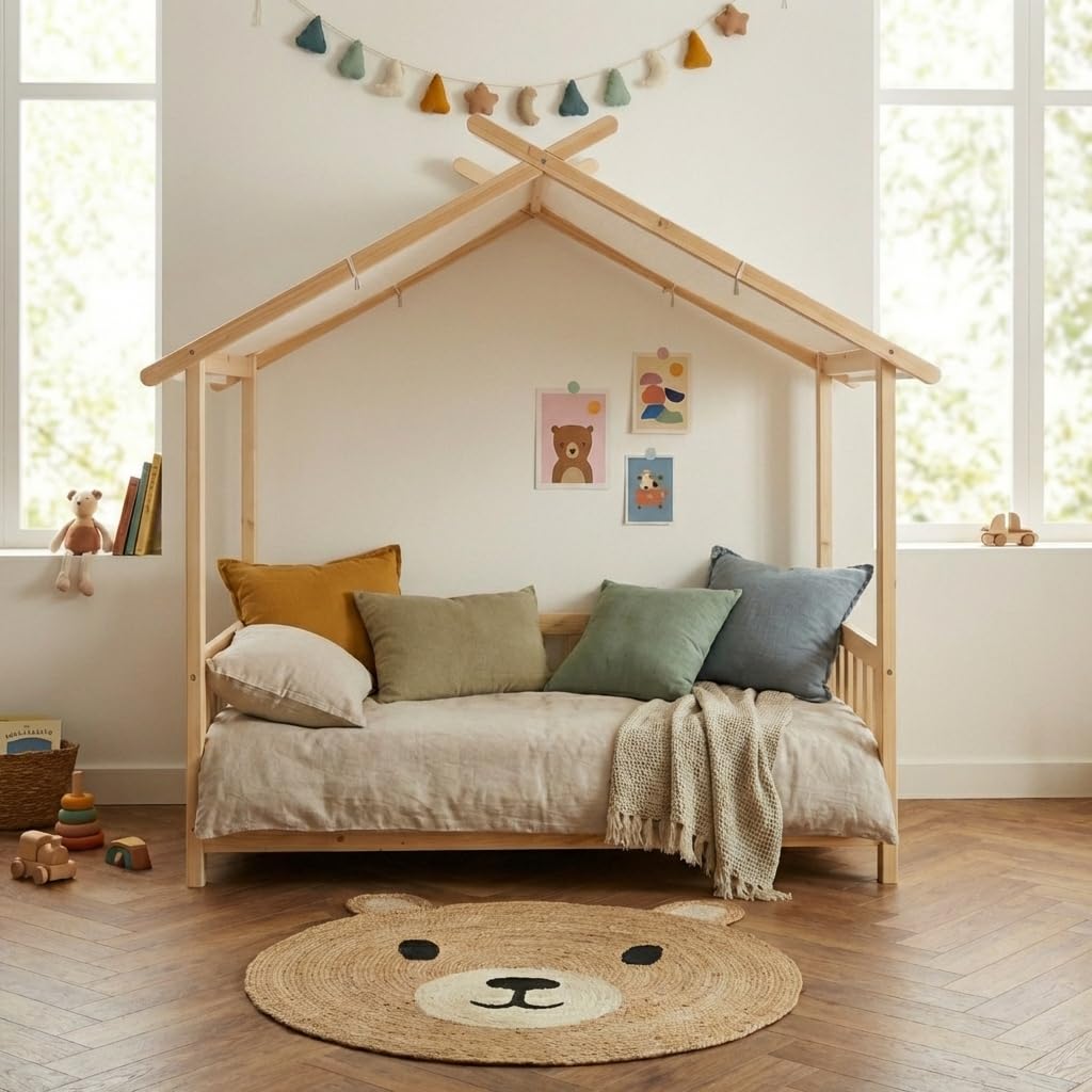 BAÏTA Lit Tente Tiny pin Massif 70x140 sommier Inclus