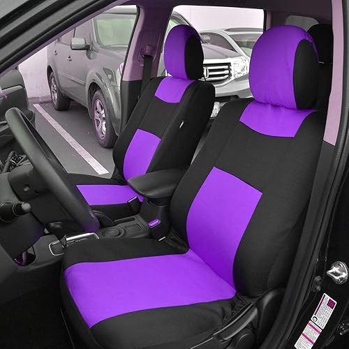 Miniatura 2 de BDK PolyPro - Juego completo de fundas de asiento de automóvil moradas con 4 alfombrillas para automóvil, dos tonos, se adapta a la mayoría de