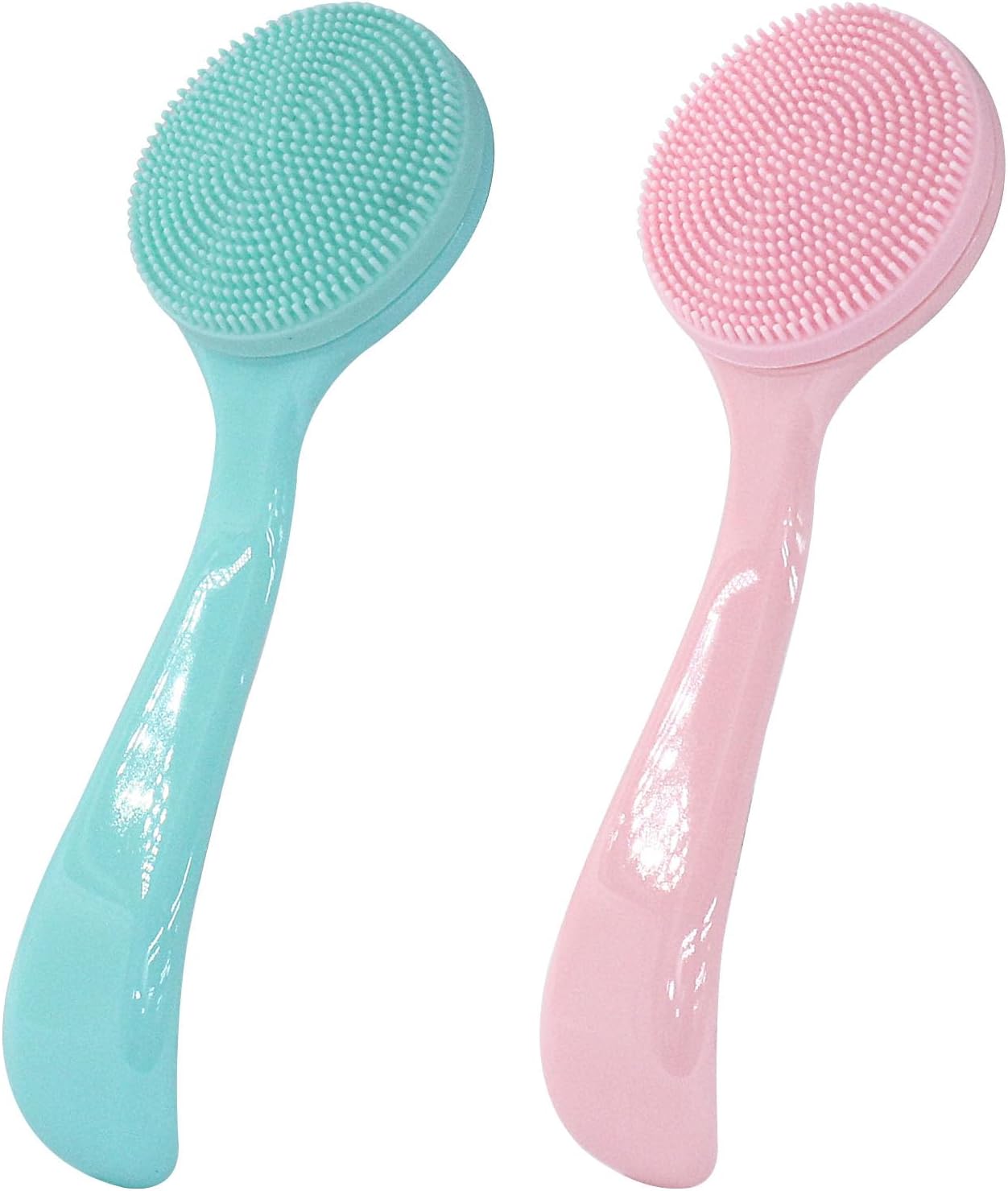 Zorfeter 2 Pack Silicone Facial Cleansing Brush, Skin Friendly Waterproof Face Scrubber Exfoliator, Soft Facial Brush for Blackheads Makeup Residues Removal (Blue, Pink)