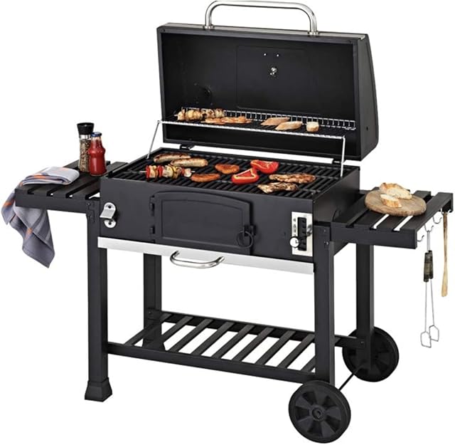 CosmoGrill XXL Charcoal Outdoor Smoker BBQ Portable Garden Barbecue Grill With Premium Cover