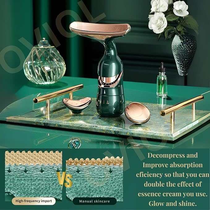 Quicknik Facial Massage for Facial and Neck | 3 -in -1 face massage for women | Anti-Rinkle and Aging devices with EMS, Vibration and Lifting Mode. Face slimming, skin firming, tightening and glow. Green Quicknik Facial Massage for Facial and Neck | 3 -in -1 face massage for women | Anti-Rinkle and Aging devices with EMS, Vibration and Lifting Mode. Face slimming, skin firming, tightening and glow. Green