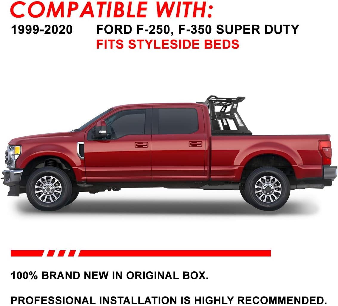 Auto Dynasty Roll Bar Compatible with 1999-2000 Ford F250 F350 Super Duty Styleside, Aluminum Sport Bar with High Mount Cargo Bracket, Offroad Truck Bed Chase Rack