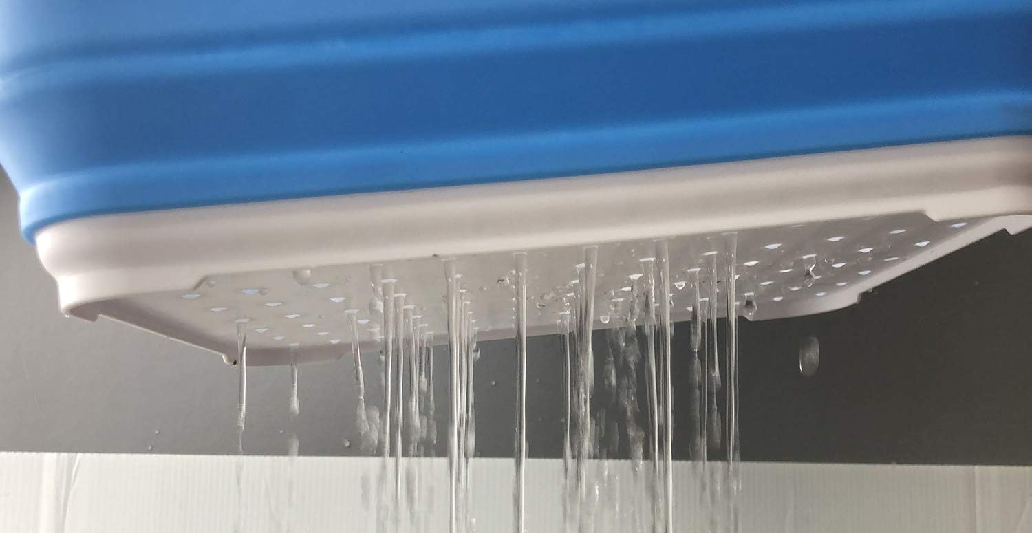 SAMMART Collapsible Dish Drainer - Foldable Drying Rack - Portable Dinnerware Organizer - Space Saving Kitchen Storage Tray (2, Lake Green+Marine Blue)