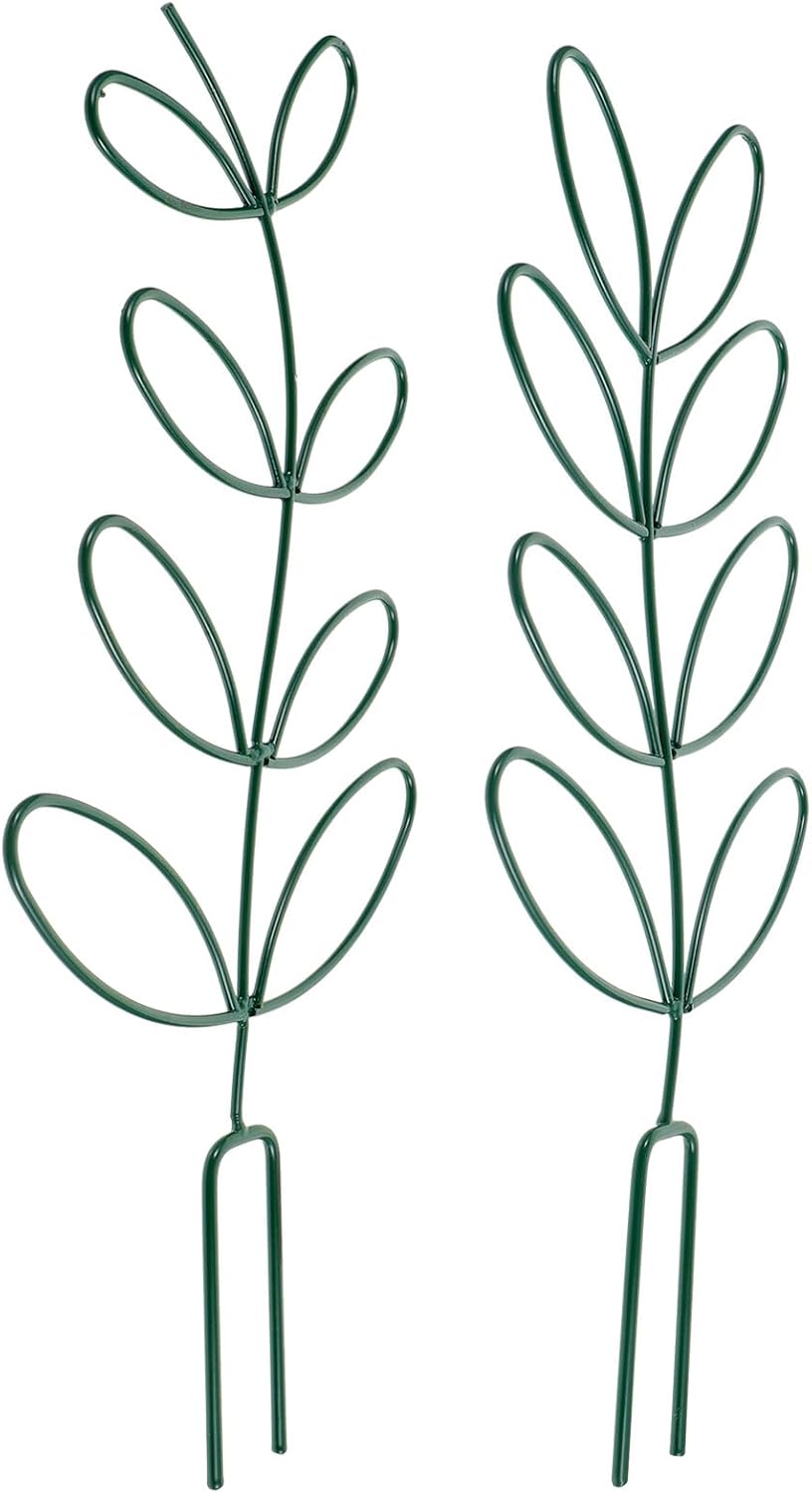POPETPOP 2pcs Metal Plant Trellis Climbing Support Rack for Garden Tomatoes Cages, Green Iron Flower Climbing Frame Suitable for Indoor and Outdoor Plants