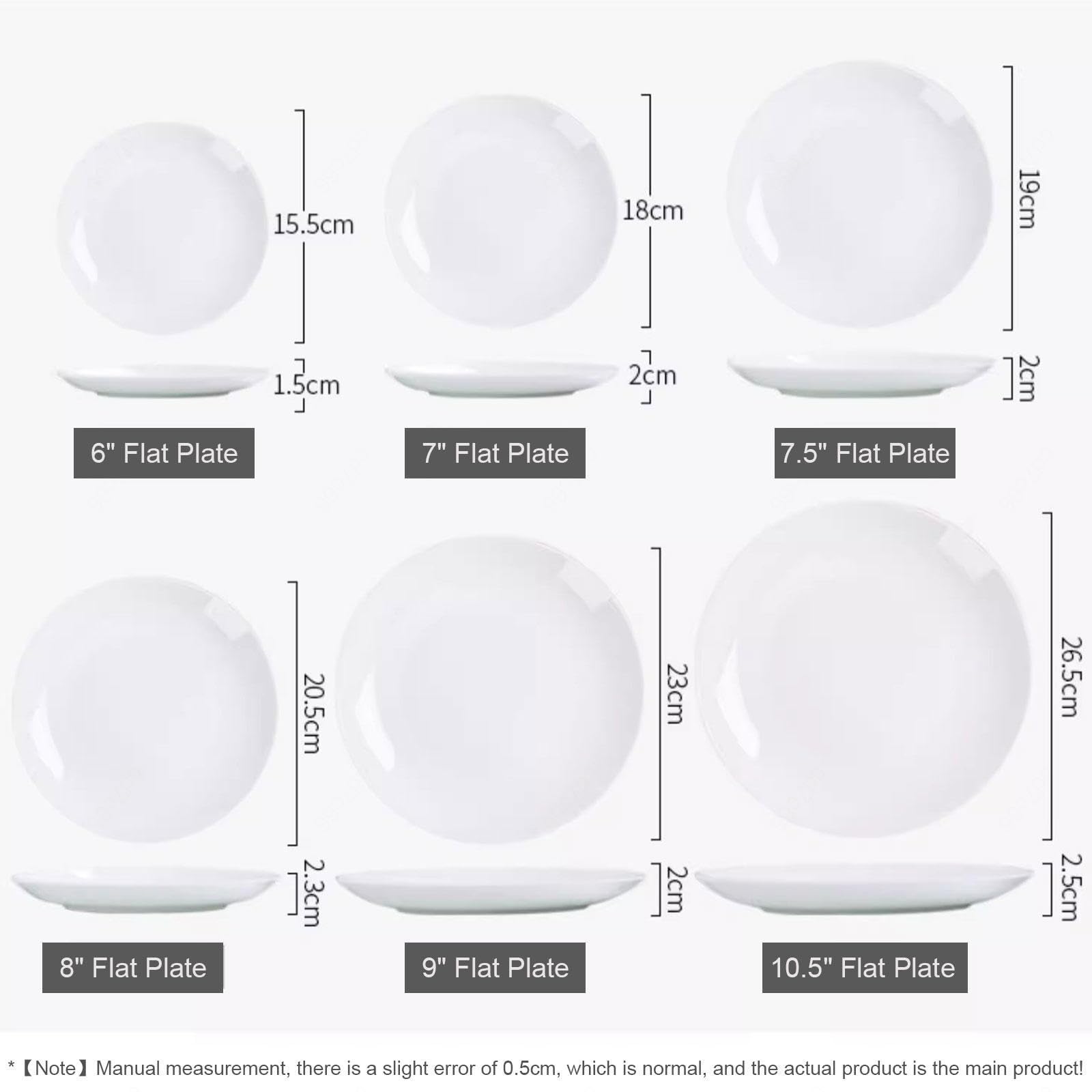 Białe talerze obiadowe, zestaw 6 sztuk, zestaw naczyń, talerze ceramiczne, porcelanowe naczynia do serwowania sałatek do kuchni, odporne na zarysowania, do kuchenki mikrofalowej, piekarnika i zmywarki, 18 cm