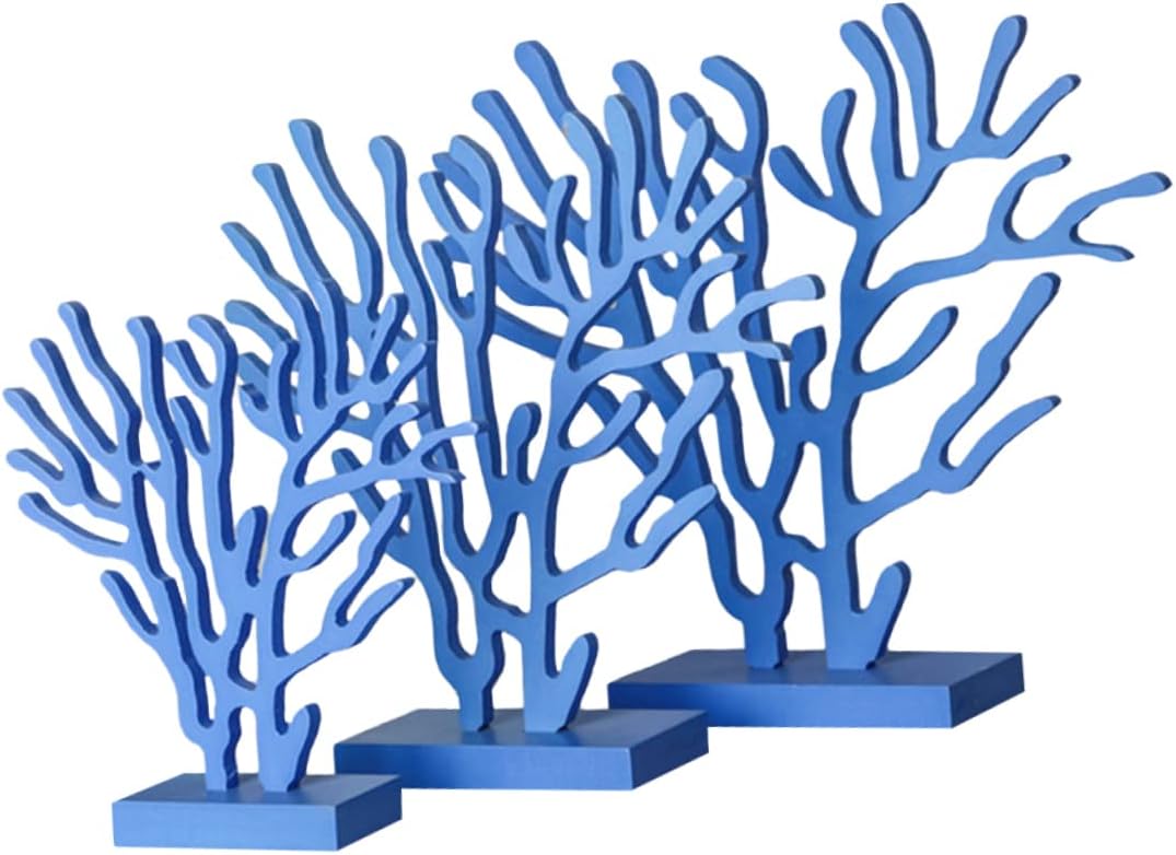 Vaguelly Wooden Coral Decoration Set Creative Ocean Style Home Decor for Children's Room and Study Unique Coral Ornament for Beach-Themed Interiors