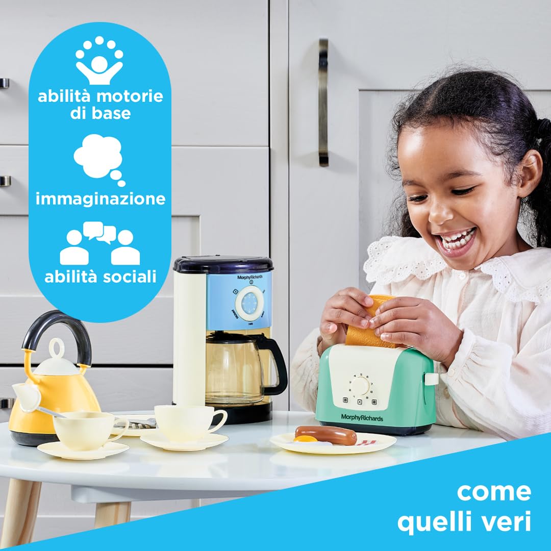 Casdon Morphy Richards Kitchen Set | Elttrodomenstici da cucina giocatolo adatto a bambini di età superiore a 3 anni | Include tostapane, macchina per il caffé, bollitore ed altro ancora.!