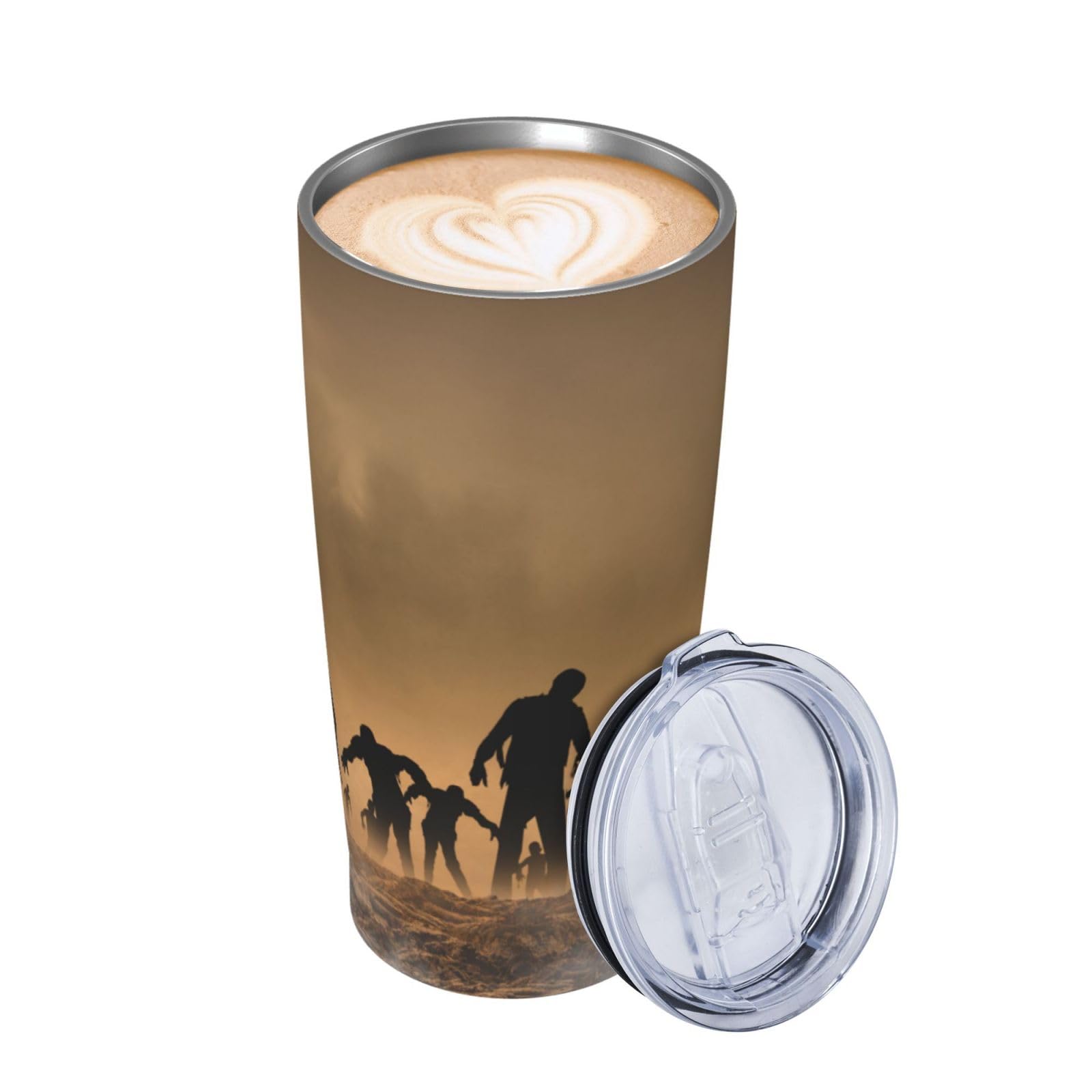 Tazza termica portatile con stampa di molti zombie in acciaio inox