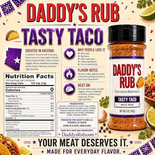Image of Daddy's Rub Premium Taco Seasoning Mix, 5oz (Pack of 1)
