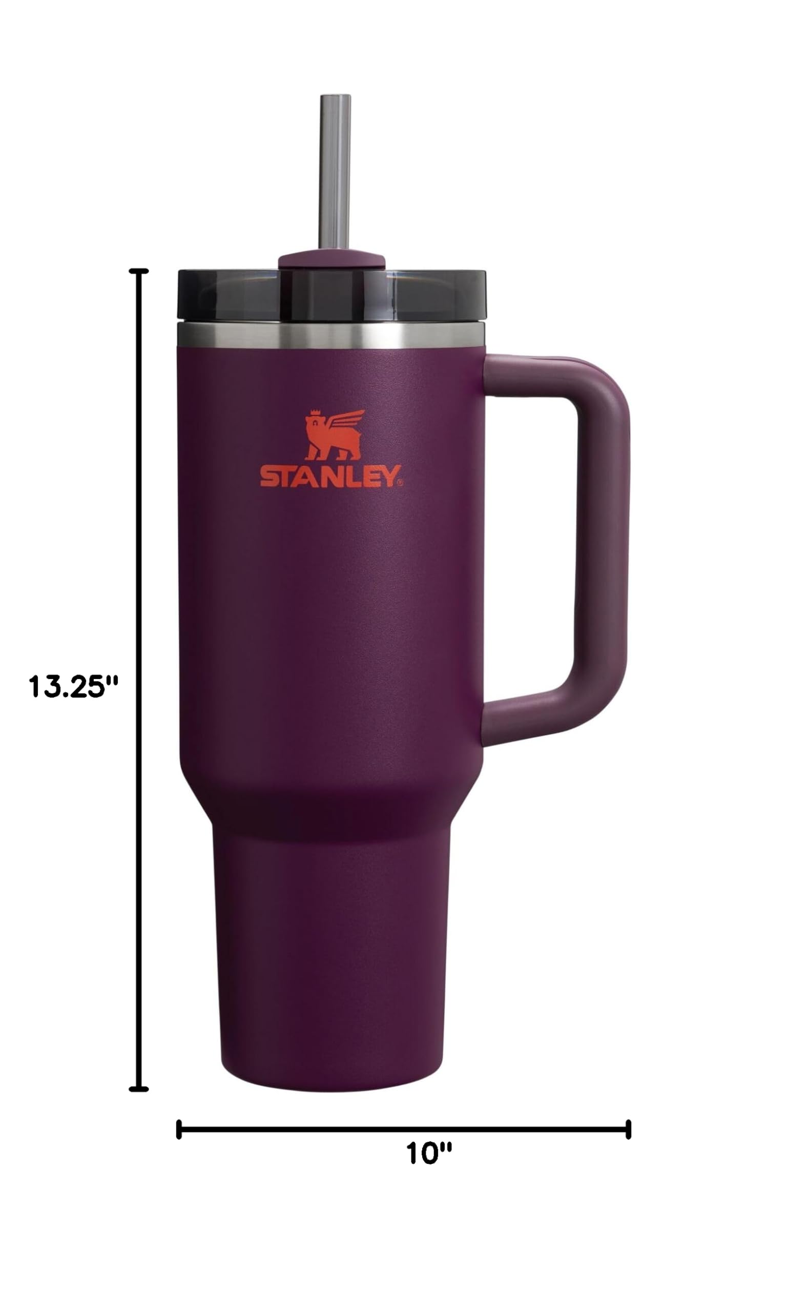 STANLEY Quencher H2.0 Tumbler with Handle and Straw 30 oz | Flowstate 3-Position Lid | Cup Holder Compatible for Travel | Insulated Stainless Steel Cup | BPA-Free | Rose Quartz 2.0: Plum 40 oz