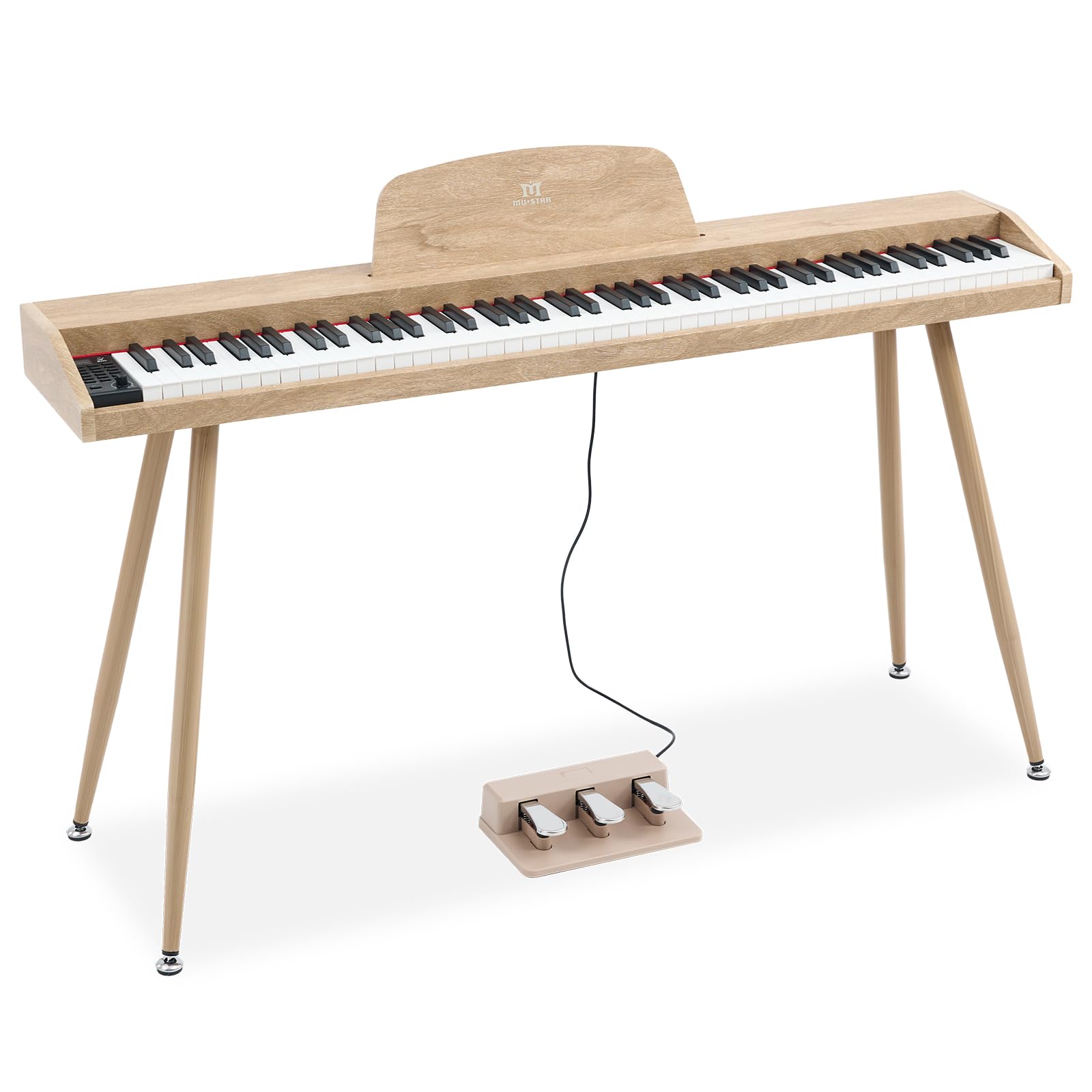 MUSTAR Piano digital de 88 teclas con sistema de 3 pedales para