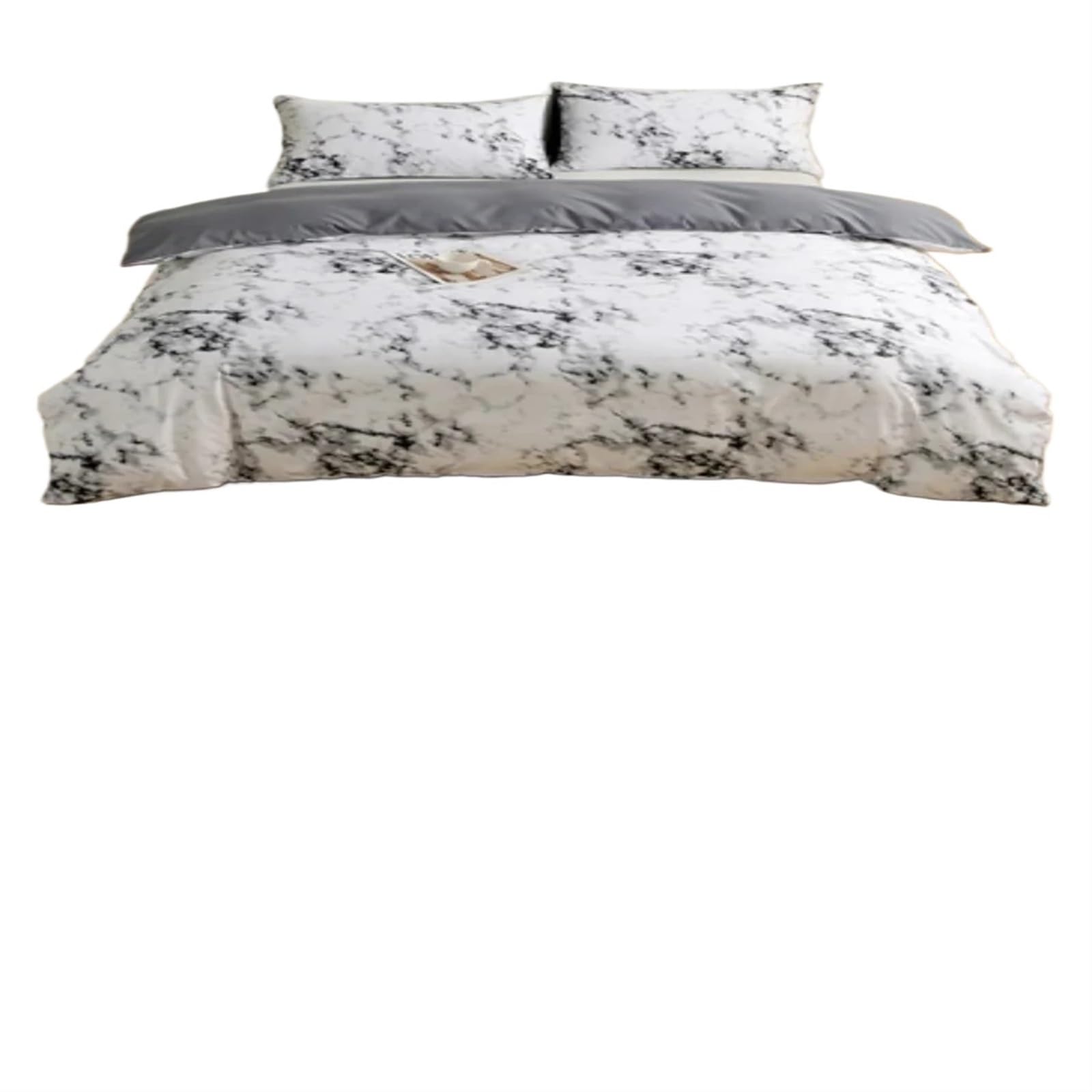 Housse de couette effet marbre chic et ses taies d'oreiller pour un lit design moderne