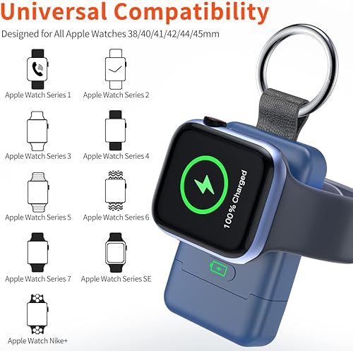 Vista 24 de Cargador inalámbrico portátil para Apple Watch, cargador HUOTO iWatch de 1400 mAh, llavero inteligente, cargador magnético portátil de iWatch