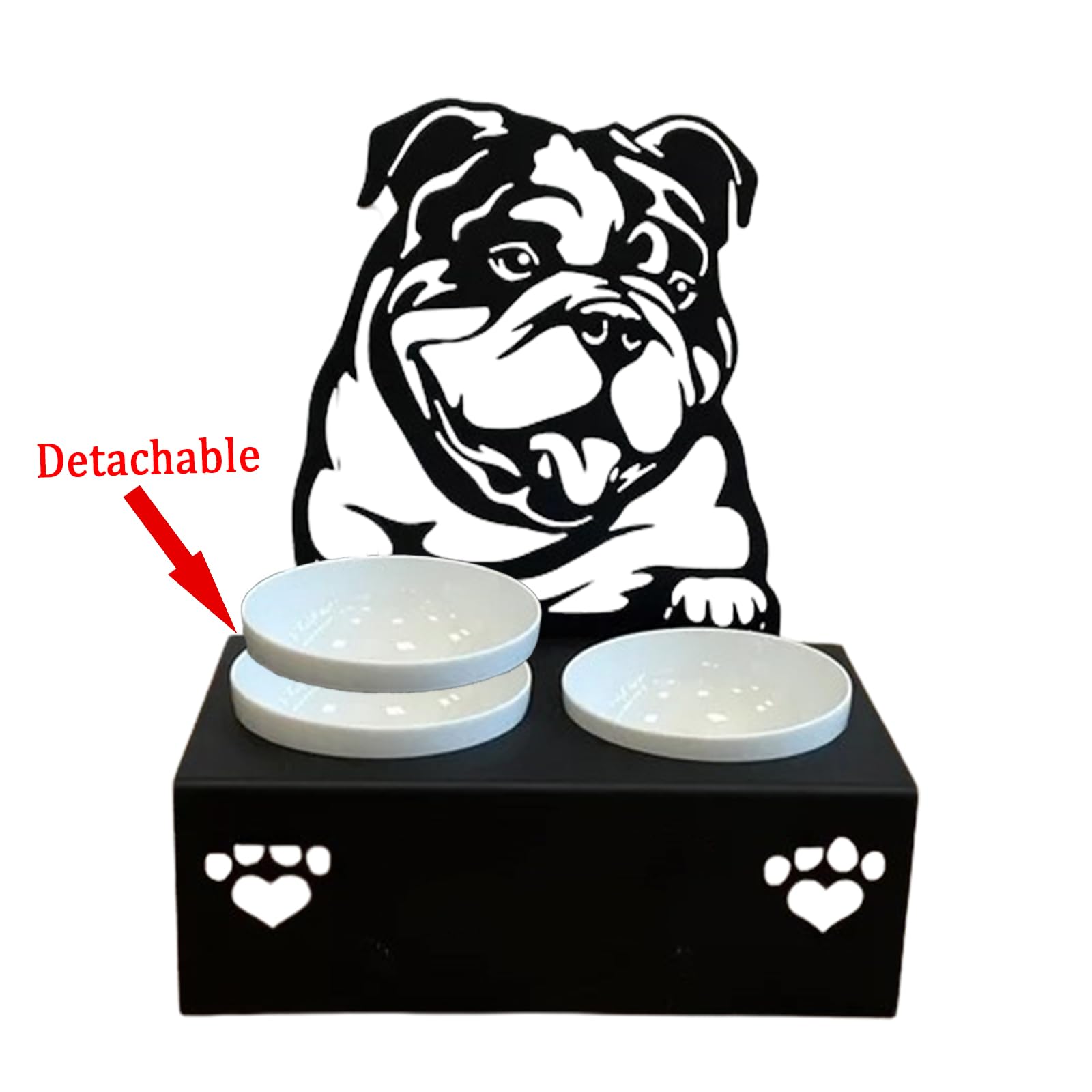 Cuenco personalizado para perros, plato elevado antideslizante para mascotas con diseño grabado, tamaño pequeño, mediano, grande, cuenco duradero para alimentos y agua para todas las razas (bulldog)