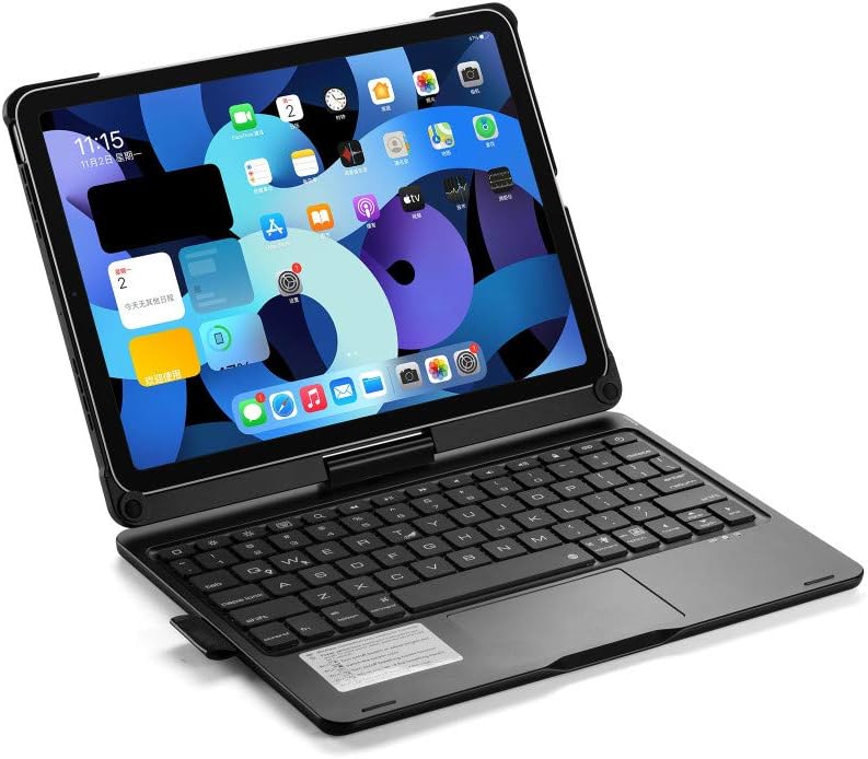 360 Rotating Keyboard Compatible with iPad Air 11 inch M2/ Air 5th 4th Gen 2022 2020/ Pro 11 4th 3th 2th 1st Gen Backlit Keyboard case with Touchpad Trackpad Keyboard (Black)