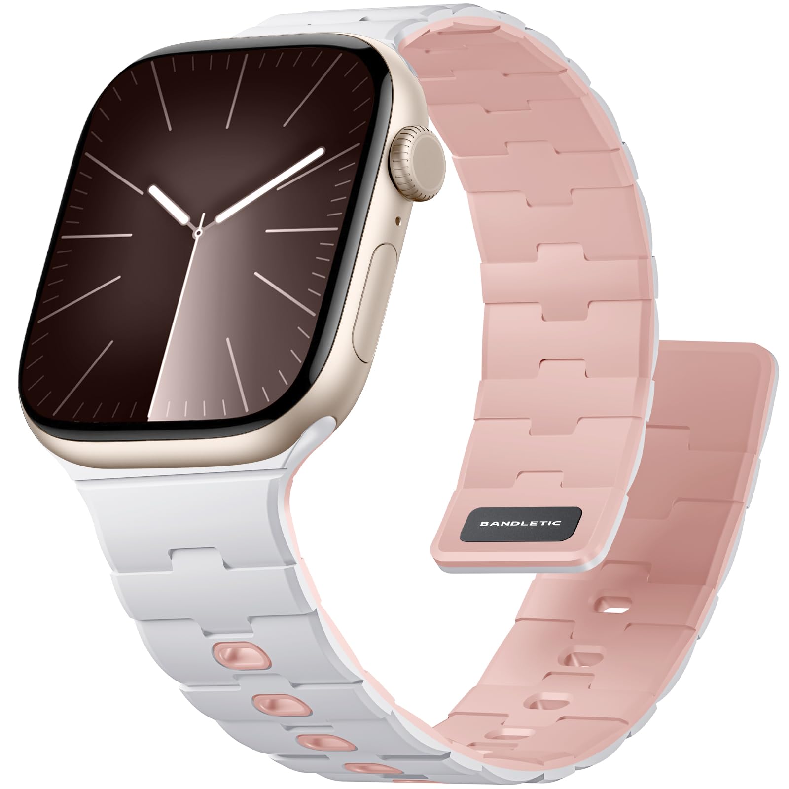 Bandletic Magnetic Silicone Watchband Compatible with Apple Watch Band 44mm 45mm 46mm 49mm 42mm 41mm 40mm 38mm Men Women, Strong Magnet Sport Strap