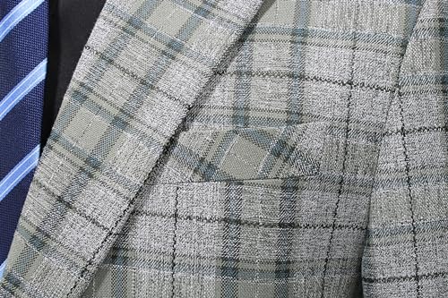 UNINUKOO Mens Suit Slim Fit 3 Piece Plaid Checked Tuxedo Formal Business Wedding Suits for Men3