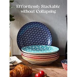 DOWAN 10.5" Dinner Plates Set of 6, Ceramic Salad Plates, Porcelain Plates Set for Kitchen, Parties, Pasta, Dishwasher & Microwave & Oven Safe, Colorful DOWAN 105 Dinner Plates Set of 6 Ceramic Salad Plates Porcelain Plates Set for Kitchen Parties Pasta Dishwasher Microwave Oven Safe Colorful