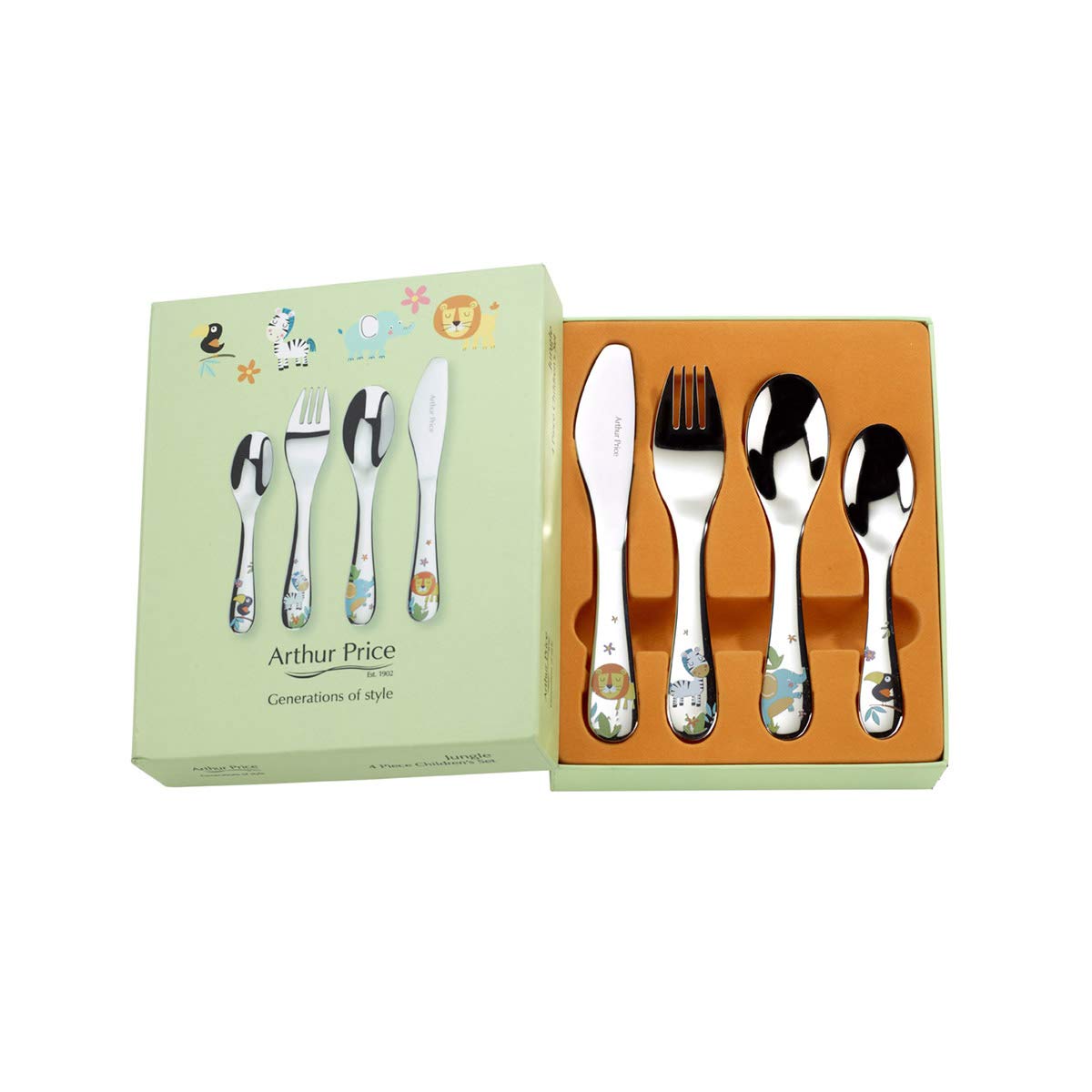 Arthur Price XPCH1017 4 Piece Child's Cutlery Set, Stainless Steel, Silver