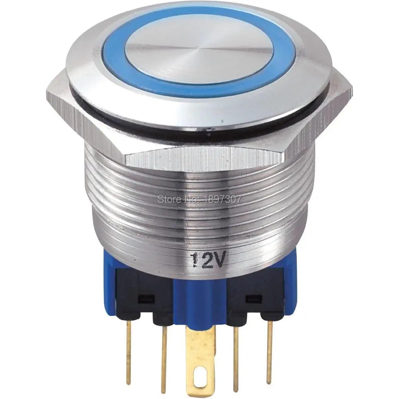 50 sztuk 22 mm 3 V 6 V 12 V 24 V biały żółty niebieski zielony czerwony pomarańczowy resetowalny przełącznik przyciskowy ze stali nierdzewnej wodoodporny (żółty, napięcie LED 12 V)