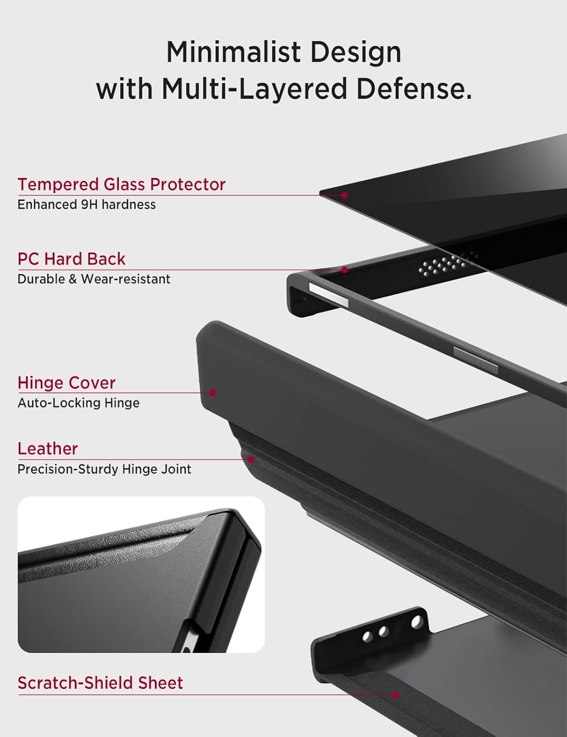 Miimall Slim Fit for Samsung Galaxy Z Fold 7 Case with Privacy Glass Screen, Upgraded Full Camera Foldable Stand Hinge Protection Full-Body Protective Phone Cover Case for Galaxy Z Fold 7 Black