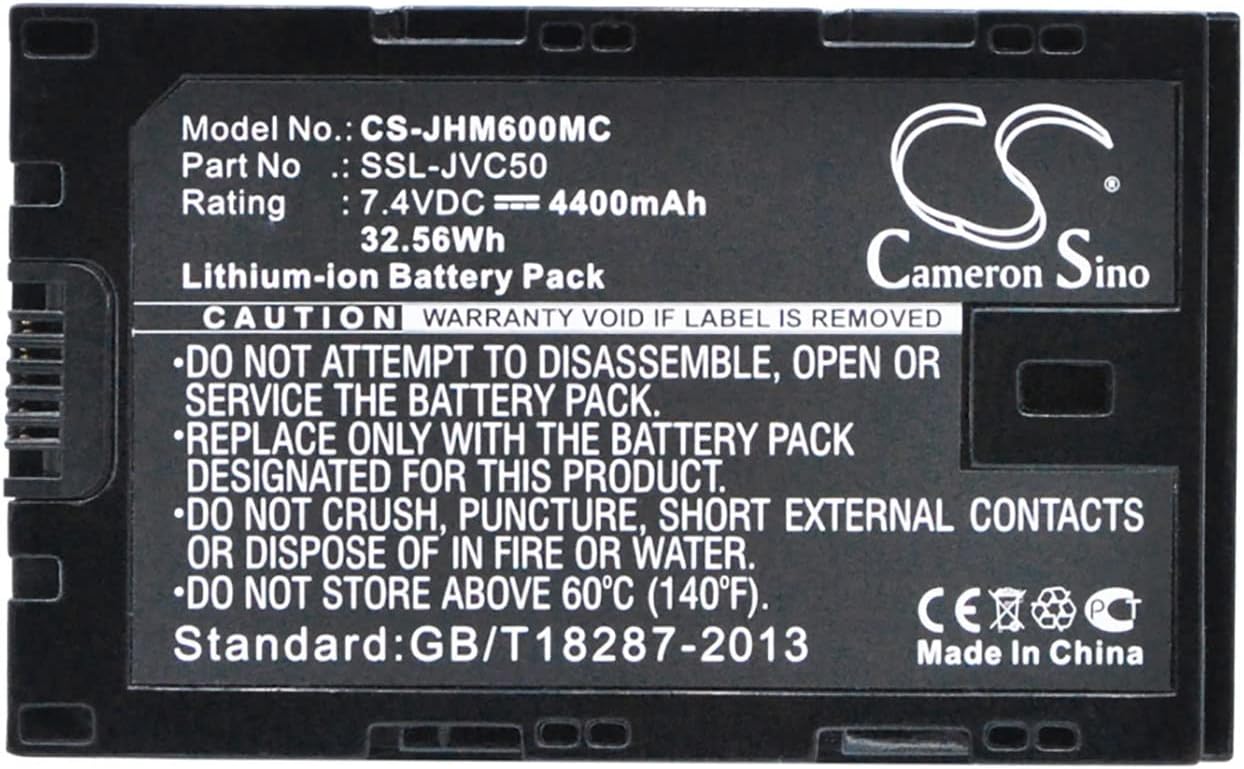 Cameron Sino NEW 4400mAh Replacement Battery Fit for JVC GY-HM200, GY-HM200E,GY-HM650,GY-HM650EC,GY-HM650U,GY-HM660RE,GY-HMQ10U,GY-LS300CHE,JY-HM360E,LC-2J SSL-JVC50,SSL-JVC70