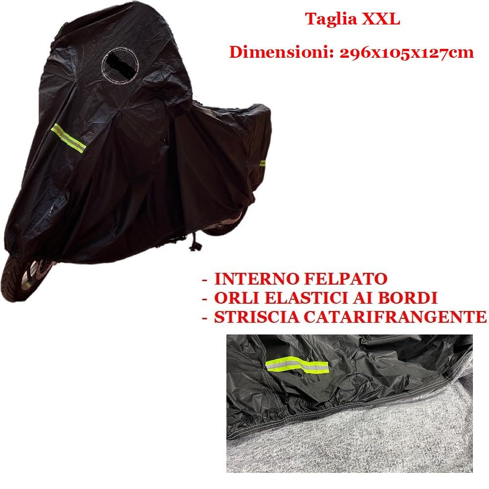 Compatible avec BMW R 1200 GS Adventure Housse Moto Anti-GRÊLE Polaire pour Moto-Scooter Noire avec Bandes Fluo+Housse Capot CHAÎNE 246X105X127CM