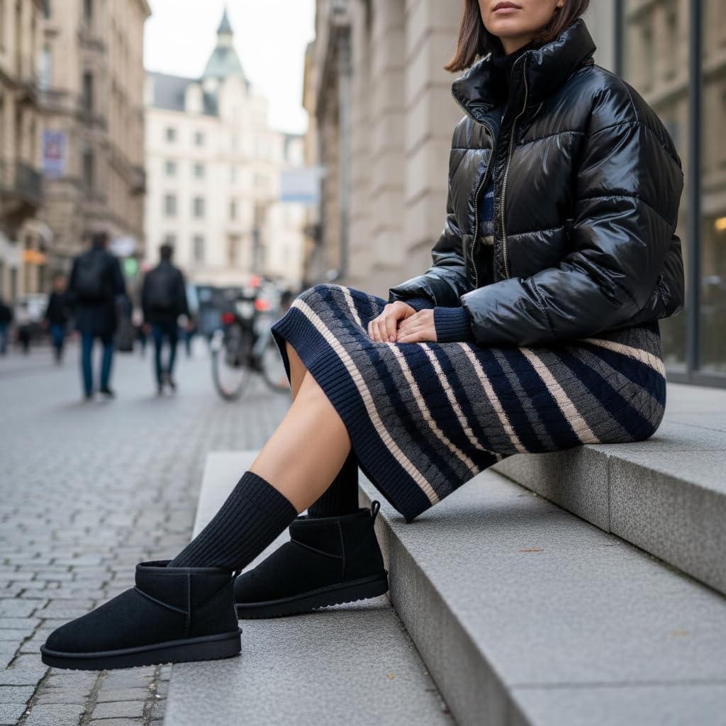 CUSHIONAIRE Hip-3 Genuine Suede Leather Ankle Boots for Women – Pull On Cozy Faux Fur Boots Womens Shoes with Comfortable Memory Foam - Image 2