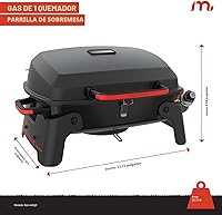 Vista 7 de Megamaster Parrilla de gas portátil de 1 quemador con tapa de bloqueo, quemador de acero inoxidable de 11,000 BTU, patas plegables, pequeña parrilla