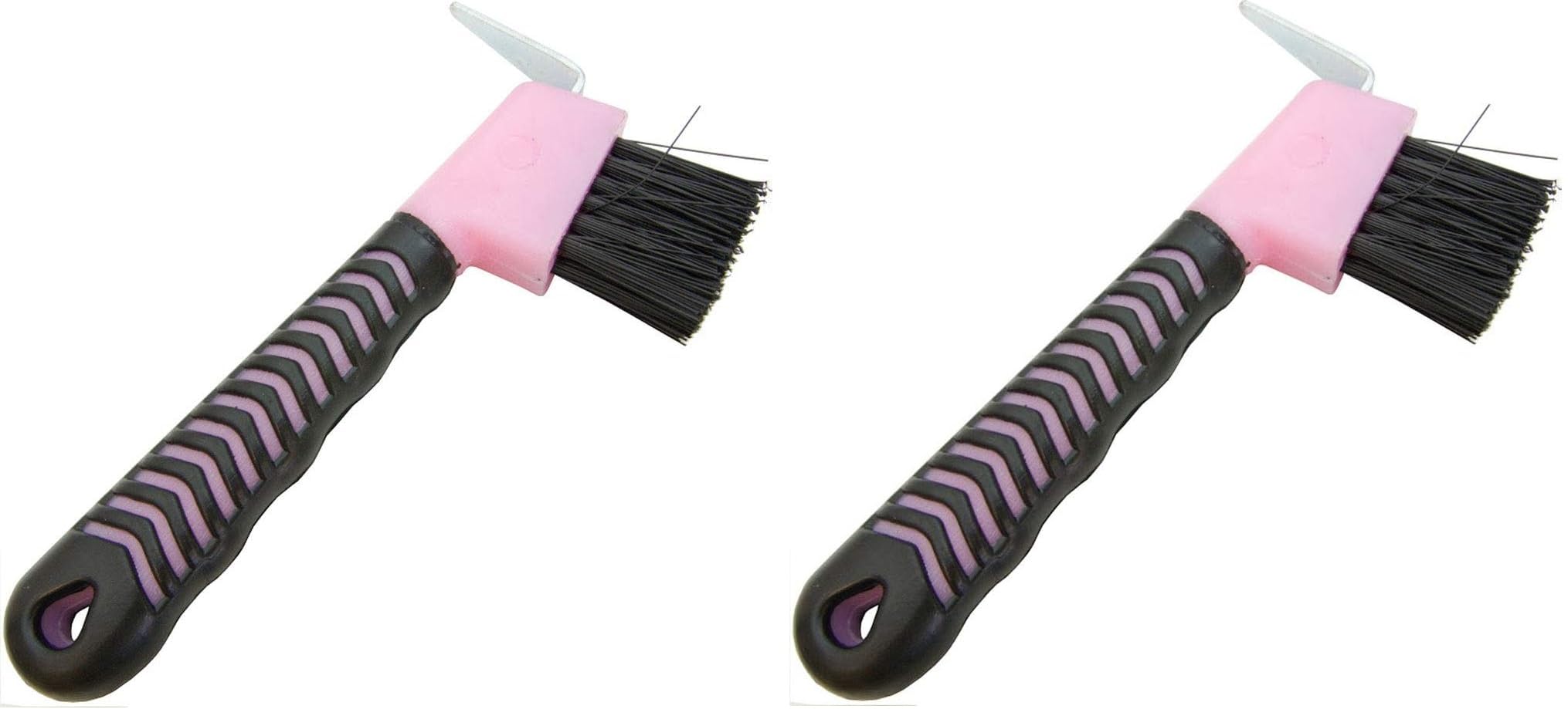 Hoof Pick Brush with Rubber Handle - 2 Pack (Pink 2 Pack)