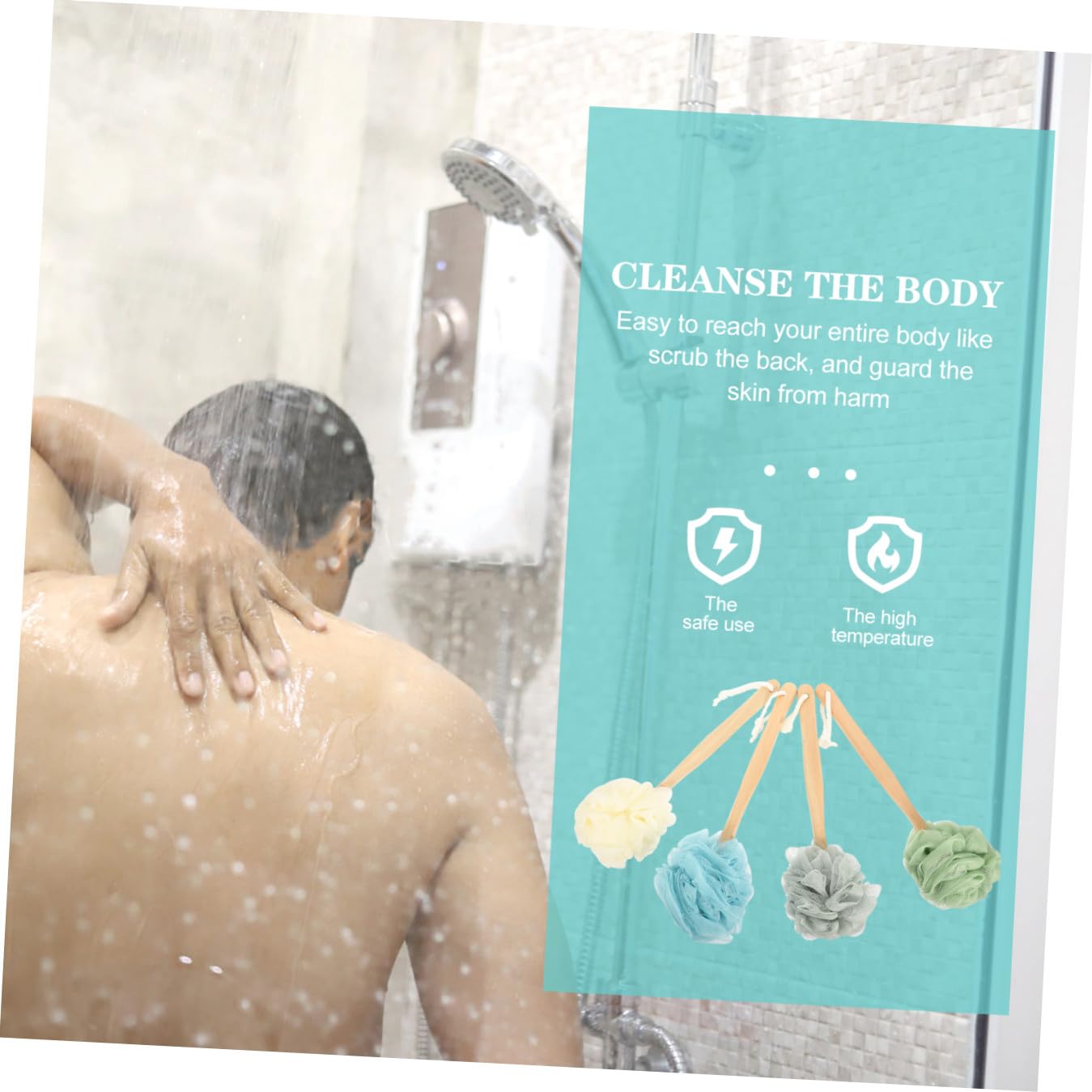 Cepillo de Baño Paquete de 4 Piezas y Mango Largo de Madera y Cerdas de Nailon para Exfoliar y Limpiar la Espalda para Adecuado para Ducha y Cuidado Personal Ducha Cuidado Personal