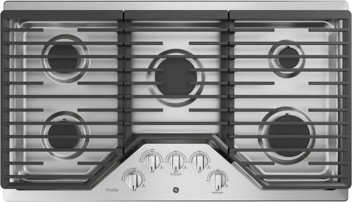 GE PGP7036SLSS 36 Built-In Gas Cooktop, Stainless Steel