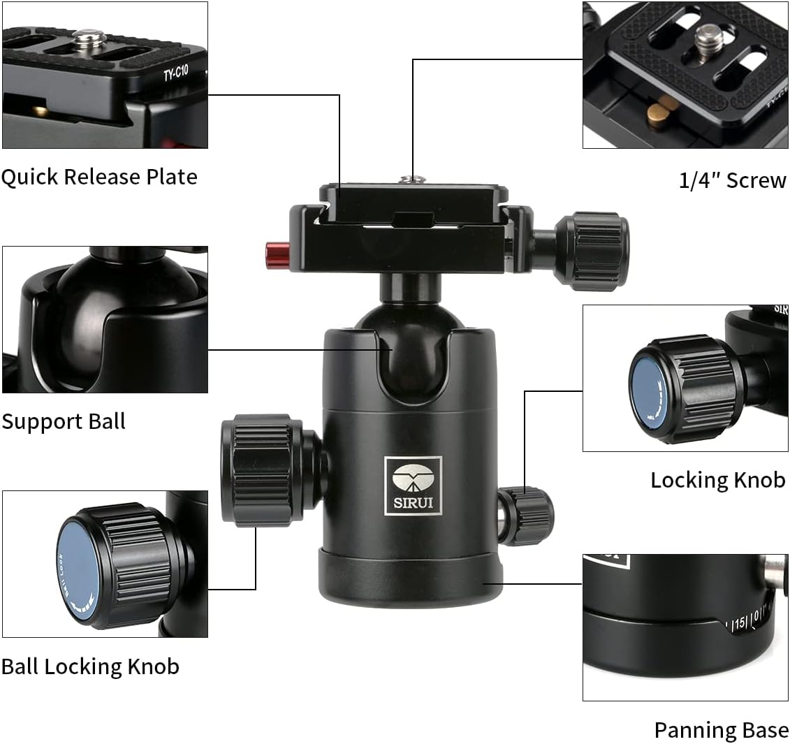 SIRUI 13.5 inch Mini Desktop Tripod with 360° Ball Head, Portable Handhold Aluminum Tripod for DSLR Camera, Video Camcorder, Max Load 4kg (AM-35K)