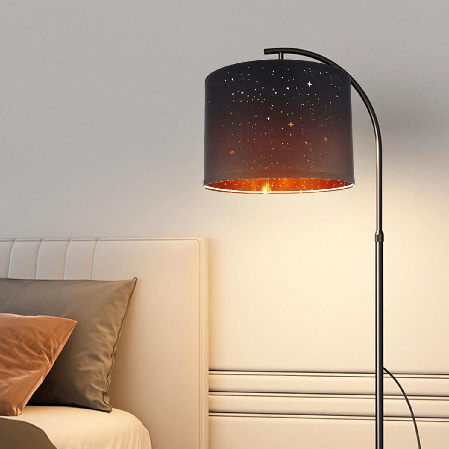 LIFKOME Fabric Lampshades Star Drum Lamp Shades Hollow Out Table Lamp Cover Clip On Bulb Chandelier Lamp Shades Replacement For Beside table Floor Light Wall Lamp Black