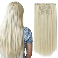 Vista 39 de HSPJHTM Extensiones de cabello castaño rojizo con clip, extensiones de cabello sintético de 22 pulgadas para Halloween, extensiones de cabello