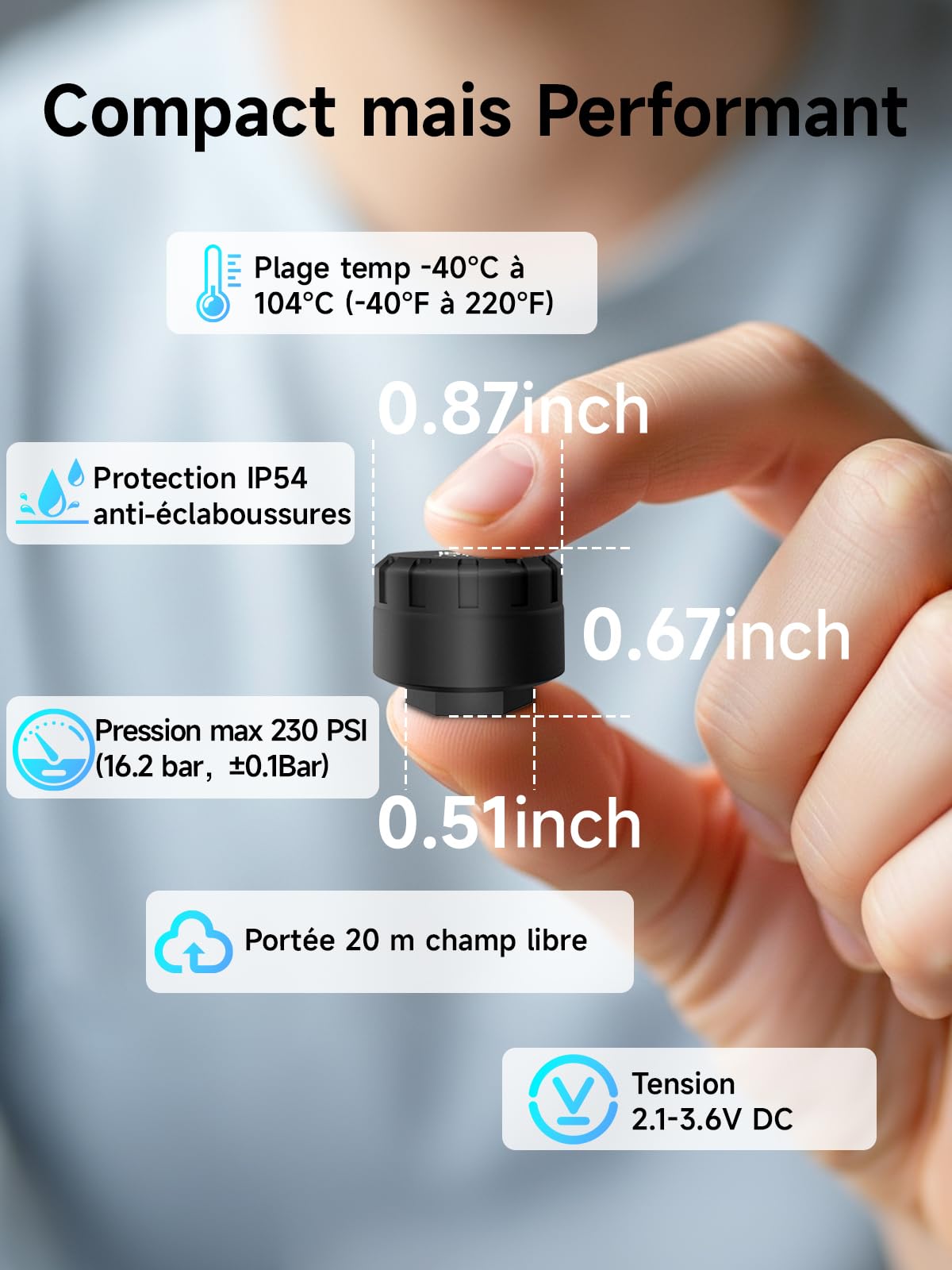 MOMAN TPMS Système Surveillance Pression Pneus Bluetooth Capteurs Lot4 | Capteur pression pneus voiture, suivi Bluetooth via application, alerte température, données en temps réel, camping-car