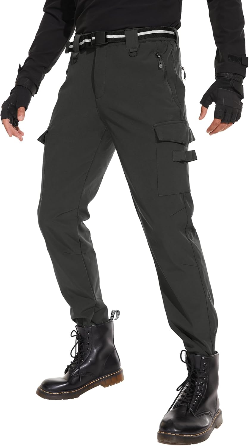 MOURCE Mens Fleece Lined Hiking Pants Waterproof - Insulated Outdoor Snow Ski Pants for Men