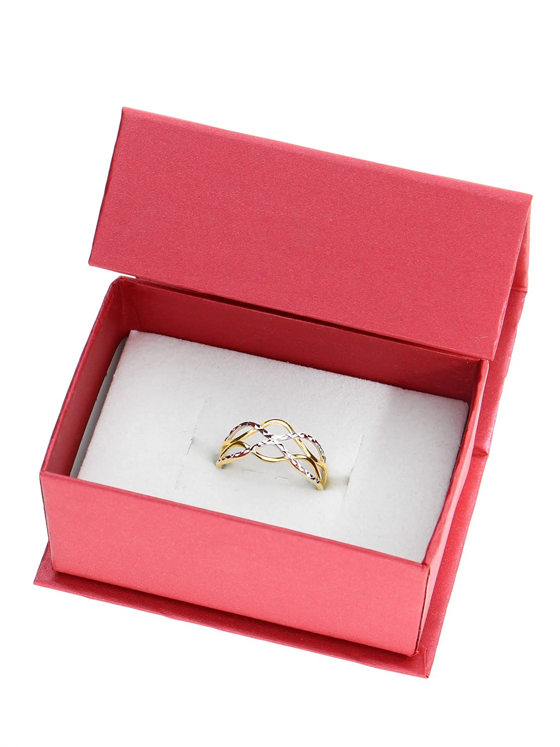 My Gold Damen Ring Gold 333 Echtes Weissgold Gelbgold (8 Karat) Ohne Stein Gr. 62 Damenring Goldring Emeni R-07931-G362-W62