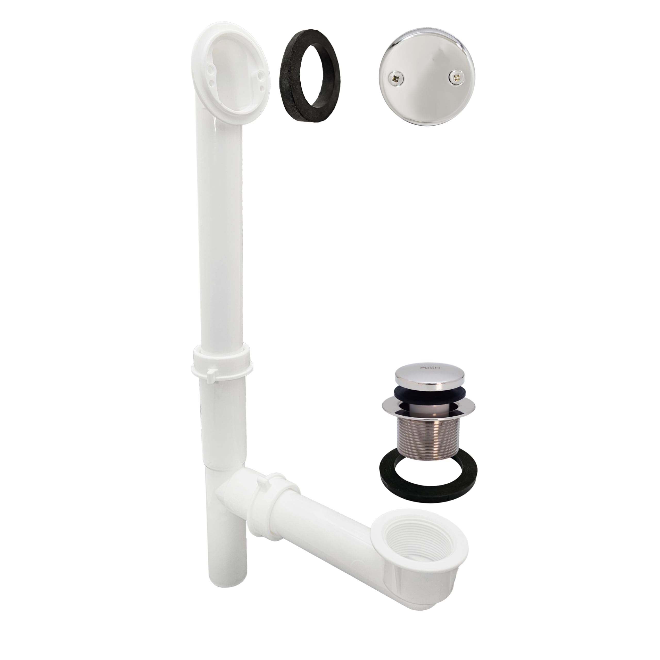 Westbrass Y593244CP White Tubular Tip-Toe Bath Waste and Overflow Assembly, Polished Chrome
